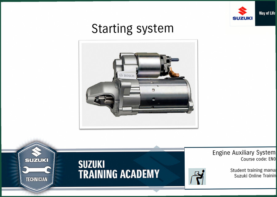 Suzuki EN05 Training Manual – Starting System Diagnosis for Technicians
