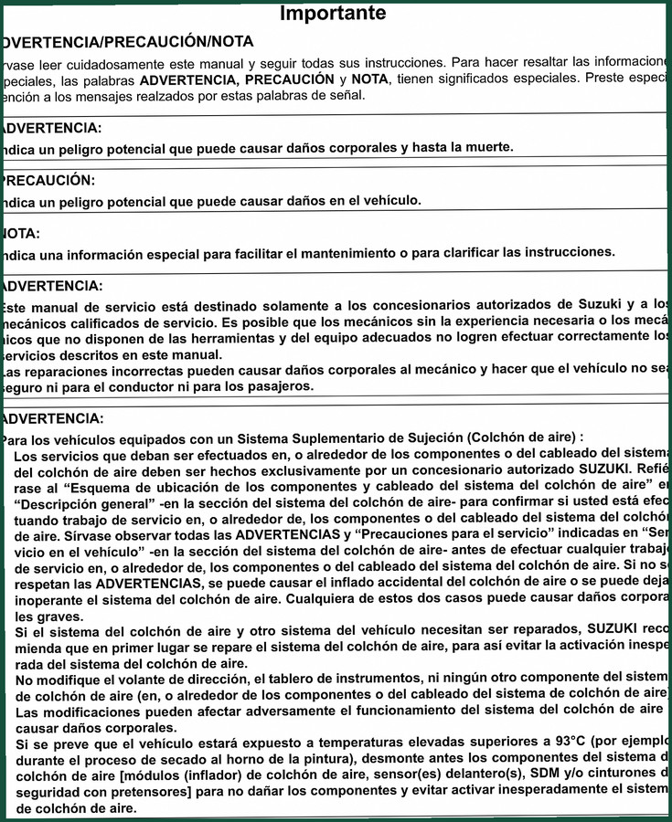 Suzuki GRAND VITARA XL-7 SQ416 SQ420 SQ625 2001 Service Manual