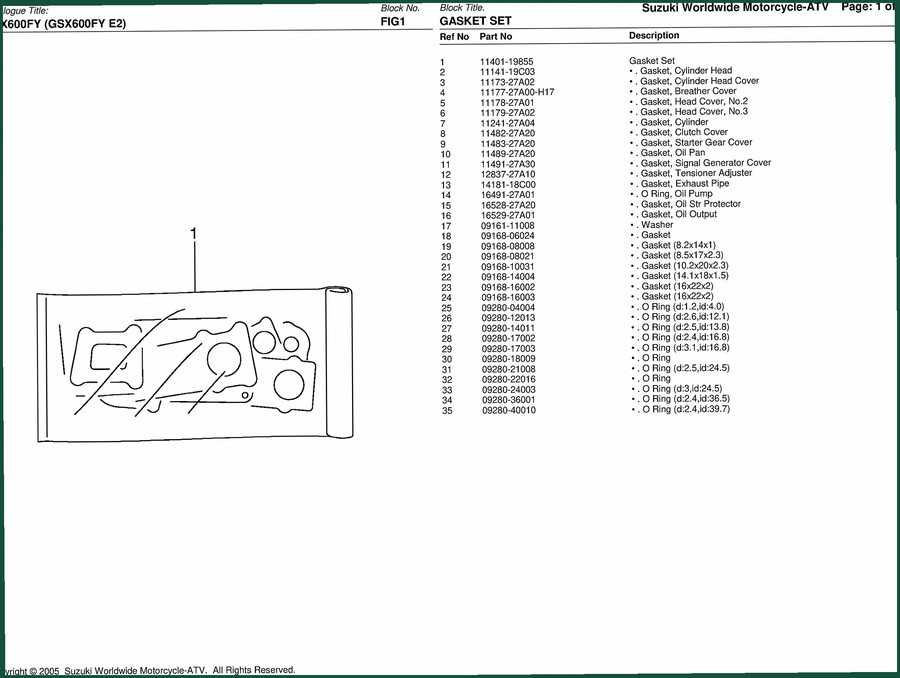 Suzuki GSX600F 2005 Parts Catalog – 94-Page OEM Exploded Diagrams