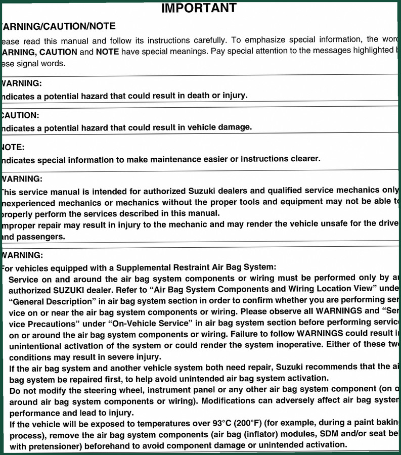 Suzuki SQ416, SQ420, SQ625 2000 Service Manual – Factory Transmission & Differential