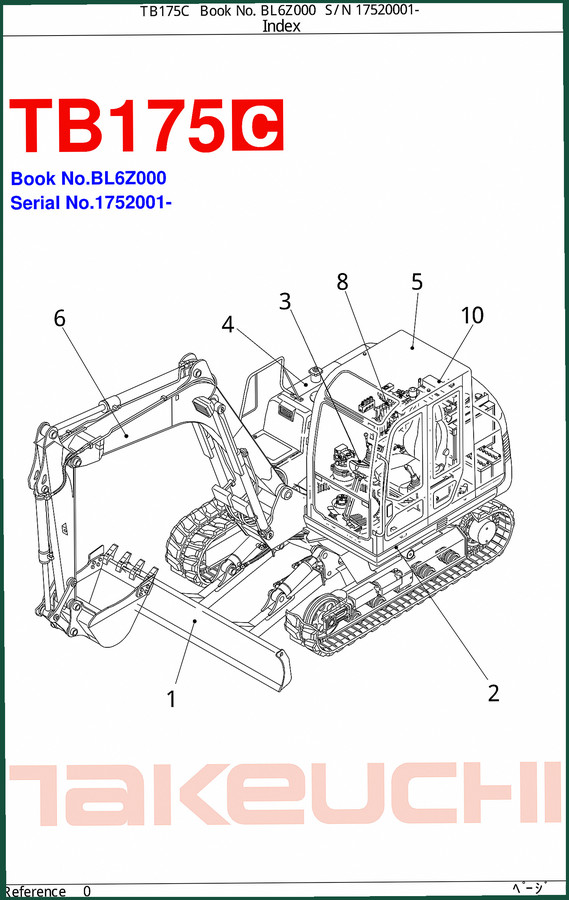 Takeuchi TB175C Parts Catalog – 218-Page OEM Exploded-View Reference
