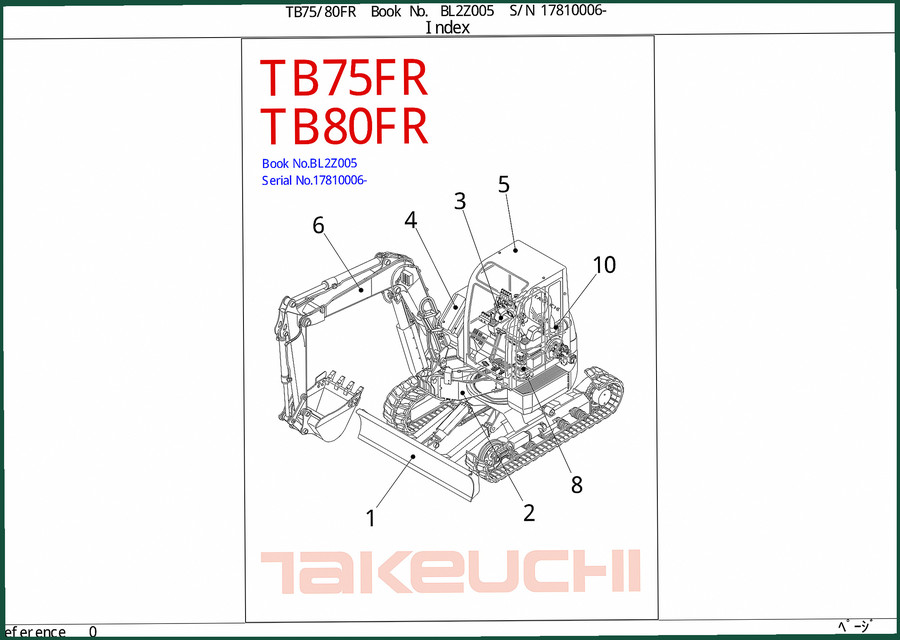 Takeuchi TB80FR, TB75 Parts Catalog – 743-Page OEM Reference