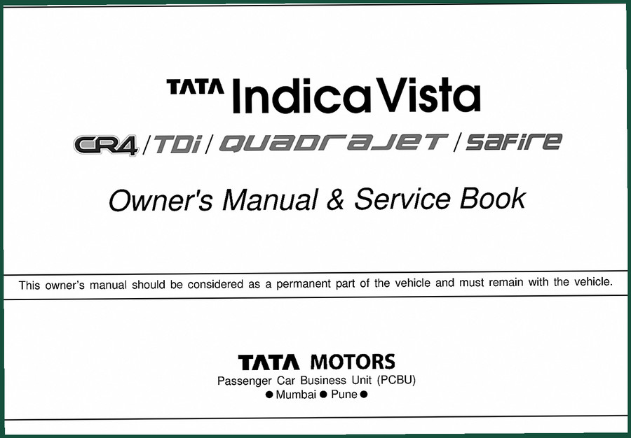 TATA Motors INDICA VISTA 2012 User Manual – OEM Owner Specs