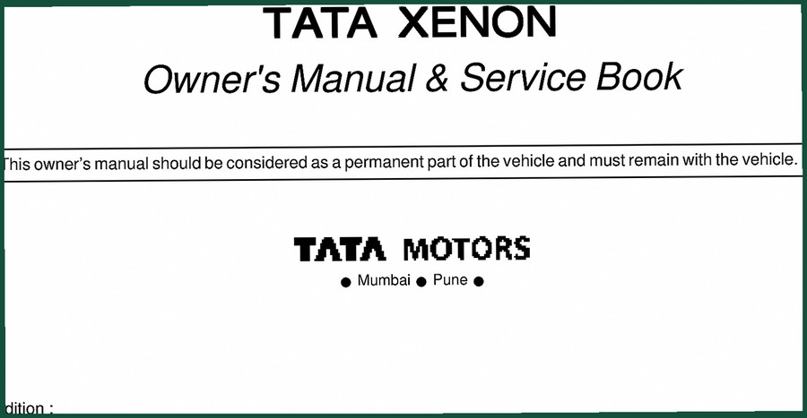 TATA Motors XENON 2004 User Manual – OEM Owner Specs