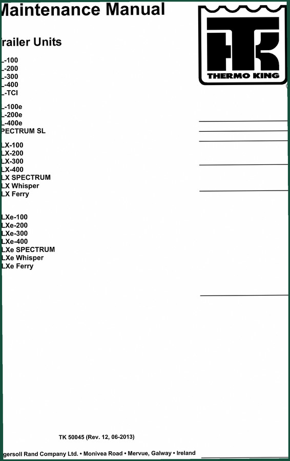 Thermo King SL-100e, SL-200e, SL-400e, SPECTRUM SL, SL-100 2013 Service Manual – 332 Pages