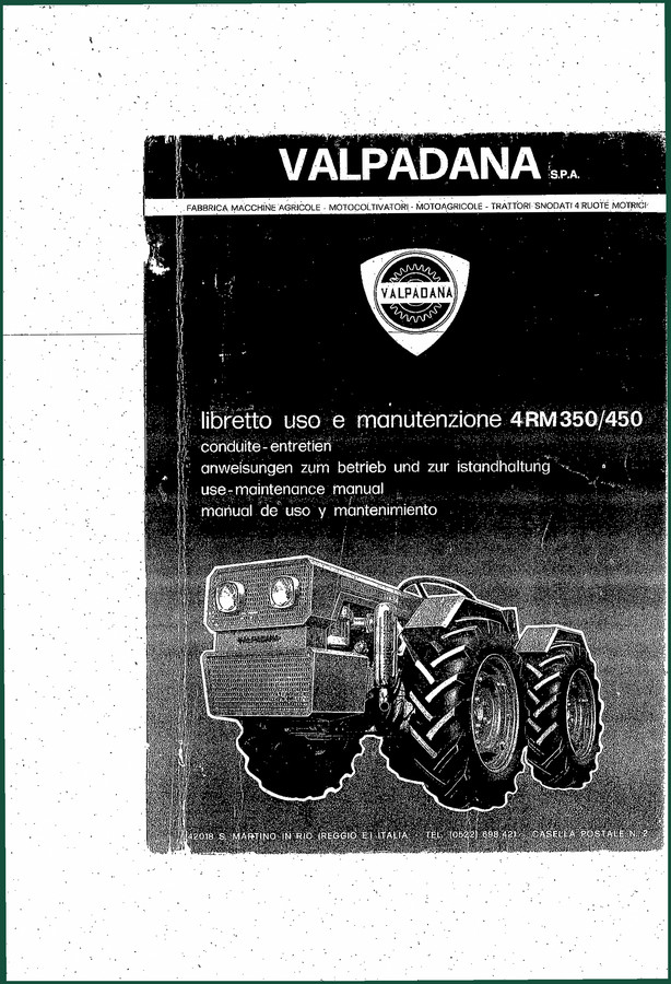 Valpadana 4RM 350, 4RM 450 User Manual – OEM Operation & Maintenance
