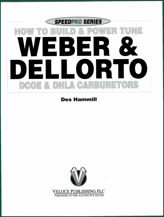 Veloce Publishing Not specified 1996 Technical Manual – Weber/Dellorto Carb Tuning
