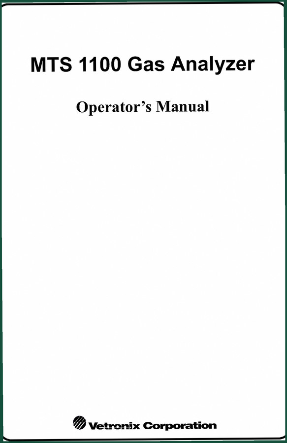 Vetronix MTS 1100, PXA-1000, PXA-1100 2001 Operators Manual