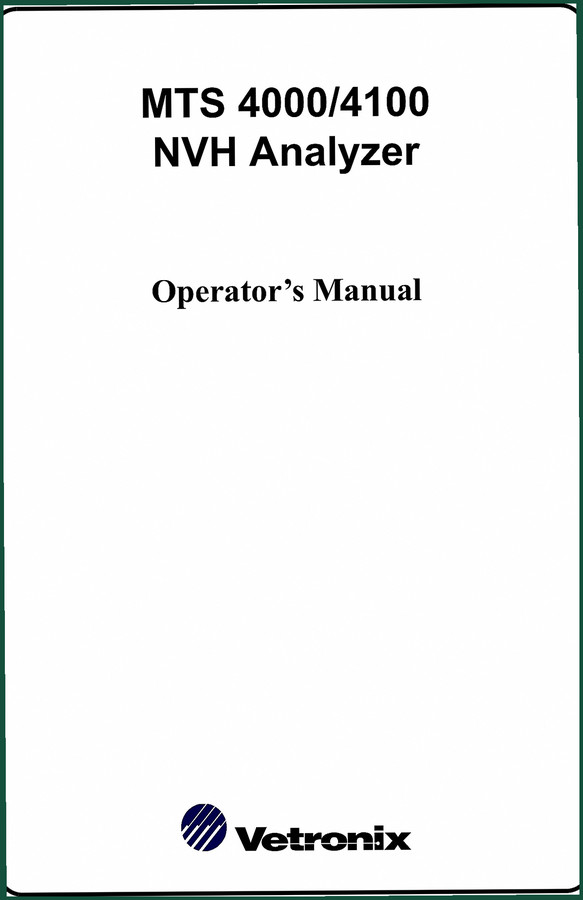 Vetronix MTS 4000, MTS 4100 2005 Operators Manual – 118 Pages