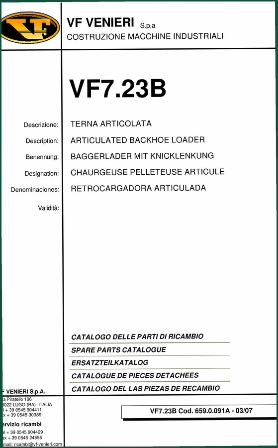 VF Venieri VF7.23B Parts Catalog – 248-Page OEM Parts Manual