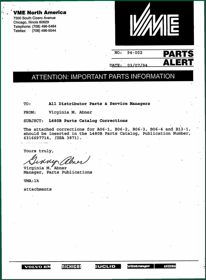 VME L480B 1994 Parts Catalog – OEM Exploded Views & Part Numbers