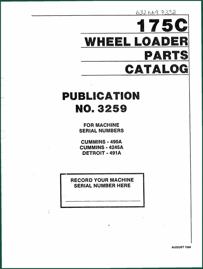 Volvo Michigan Euclid 175C 325 1988 Parts Catalog – 680-Page OEM Parts Breakdown
