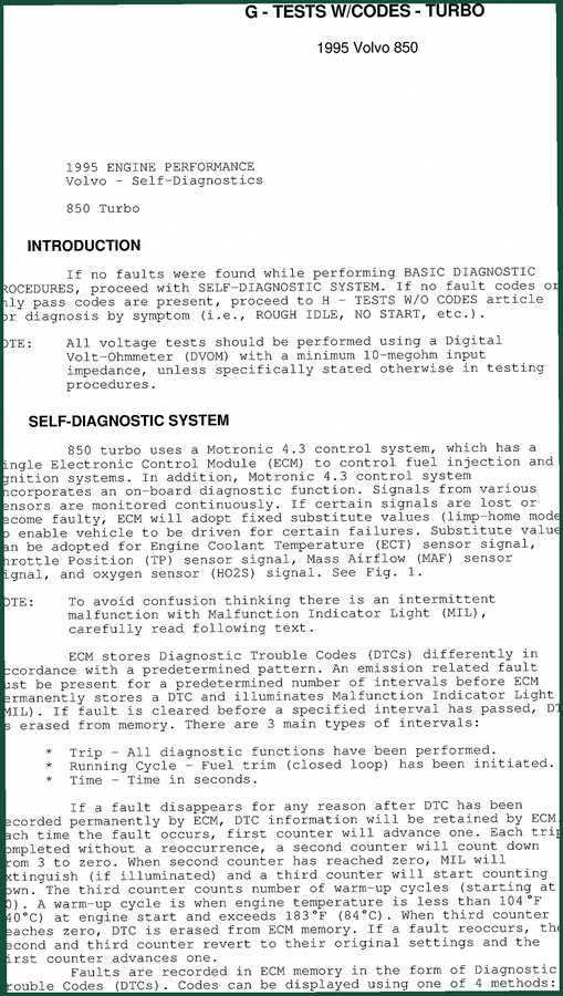 Volvo Trucks 850 Turbo 1995 Diagnostics Manual – Factory Spec