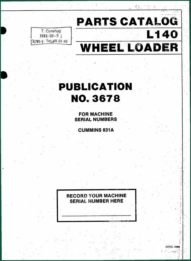 Volvo Trucks L140 1989 Parts Catalog – OEM Factory Specs