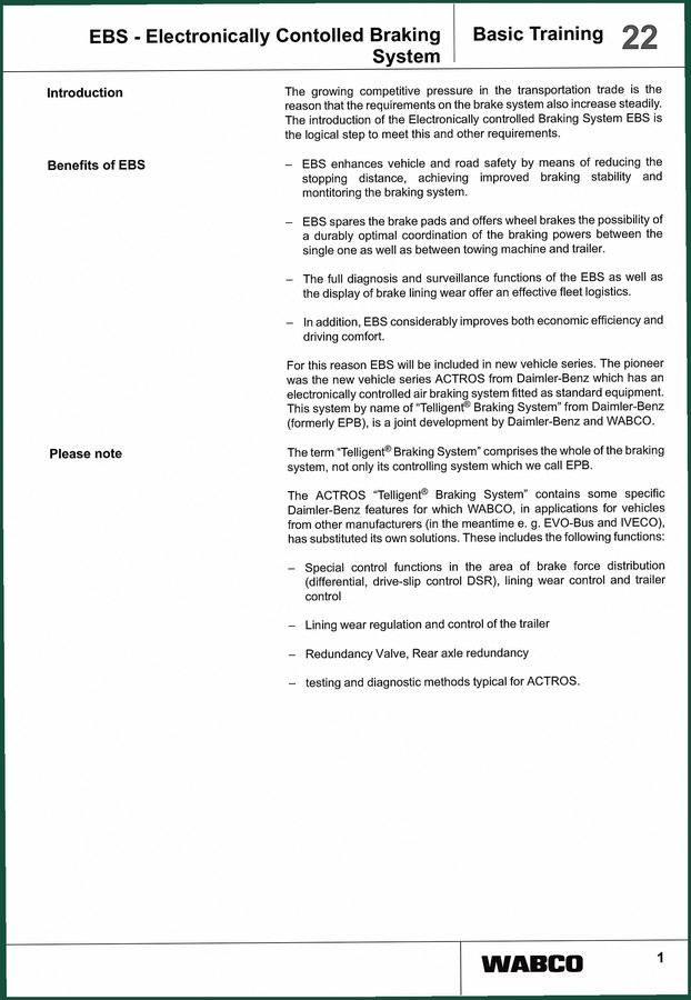 Meritor Wabco ACTROS Training Manual – EBS Brake System PDF