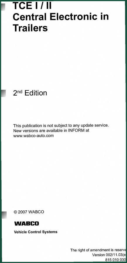 Meritor Wabco TCE I / II 2007 Technical Manual OEM Specs