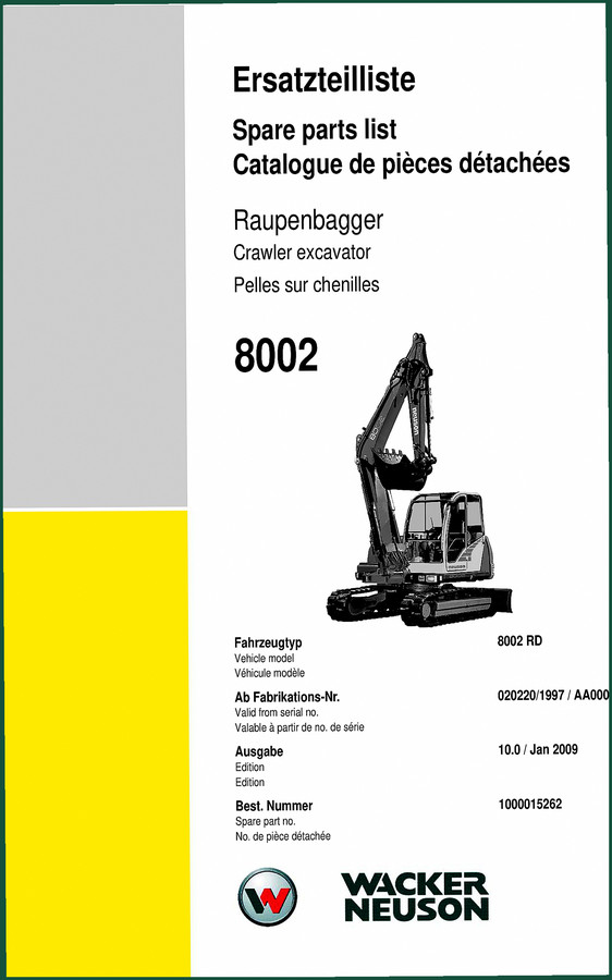 Wacker Neuson 8002 RD 2009 Parts Catalog – OEM Parts Data