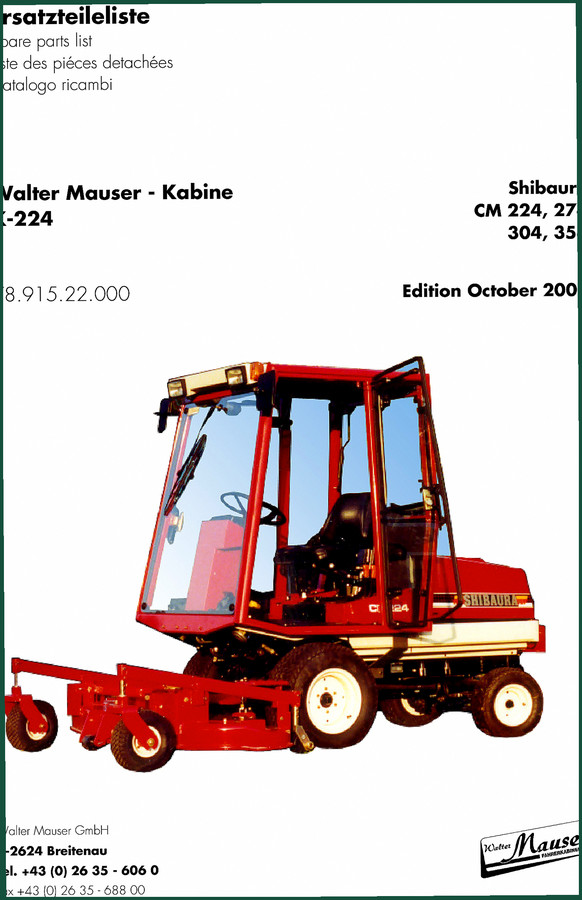 Walter Mauser CM 224, CM 274, CM 304, CM 354 2003 Parts Catalog – OEM Specs