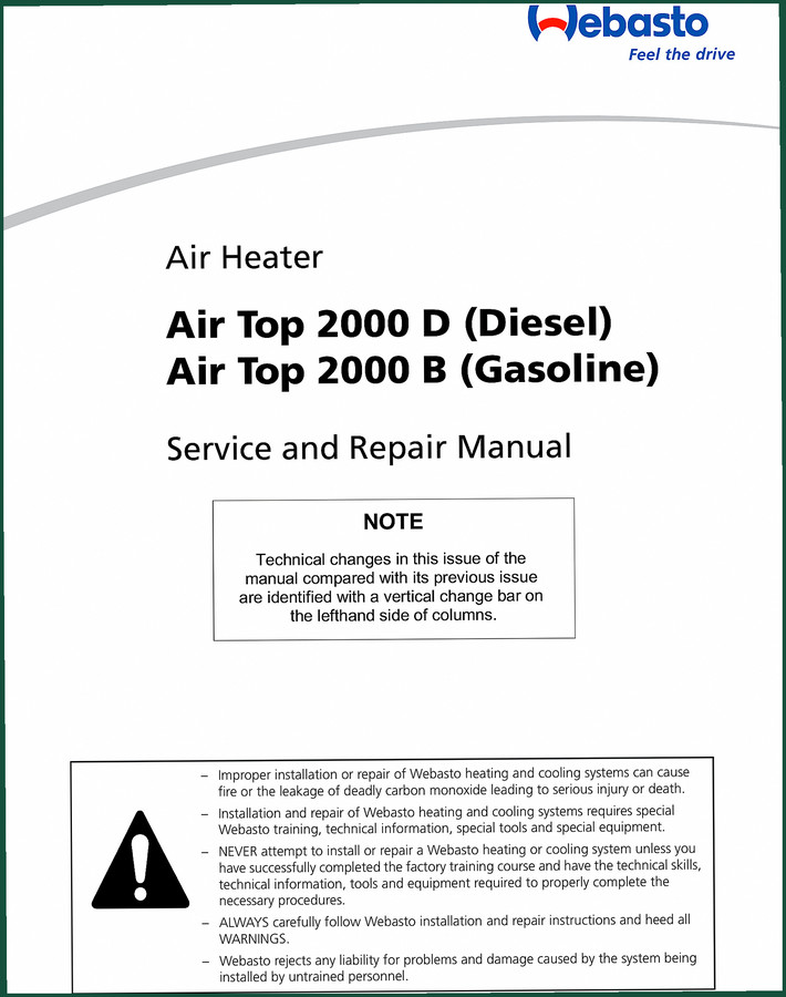 Webasto Air Top 2000 D, Air Top 2000 B Service Manual – 60 Pages Factory Specs