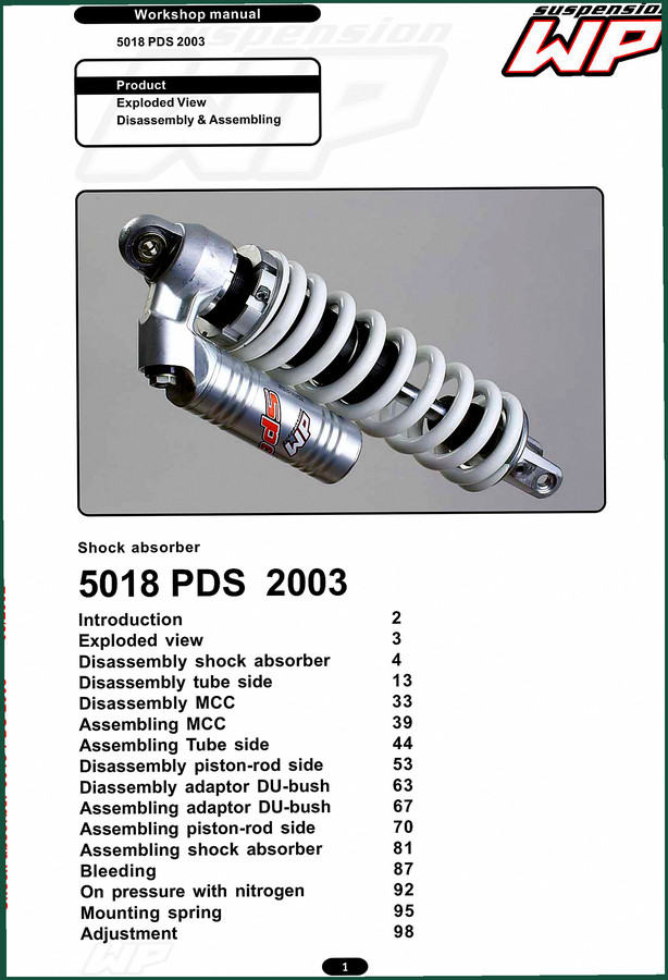 WP Suspension 5018 PDS 2003 Workshop Manual – 99 Pages