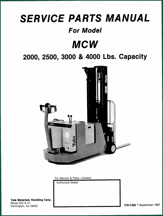Yale 2000-4000 1987 Parts Catalog – OEM Specs & Index