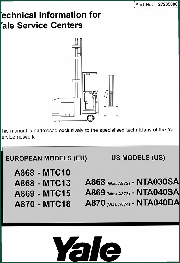 Yale MTC15, MTC18, NTA040DA, NTA040SA, MTC10 2002 Technical Manual