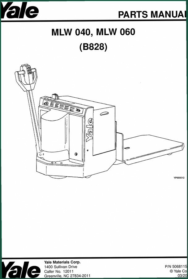 Yale MLW 040, MLW 060 2002 Parts Catalog – OEM Specs