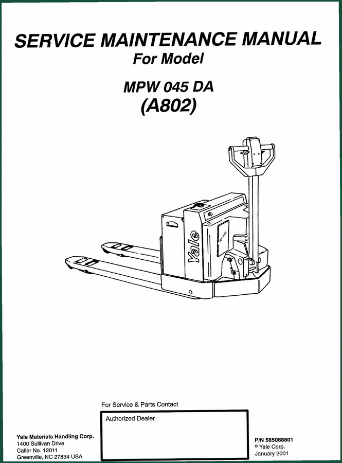 Yale MPW045DA 2001 Service Manual – OEM Factory Specs