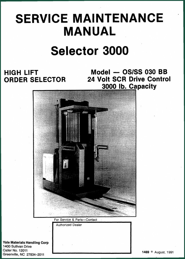 Yale OS 030, SS 030 1991 Service Manual – 230 Pages | AutoFix Global