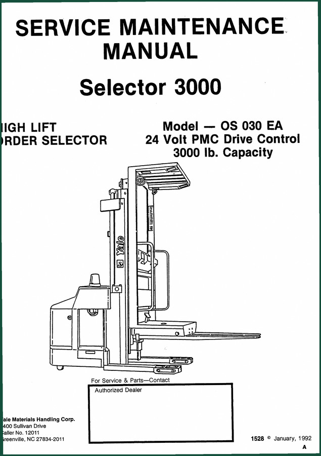 Yale OS 030 EA 1992 Service Manual – Factory Specs for Electric Order Selectors