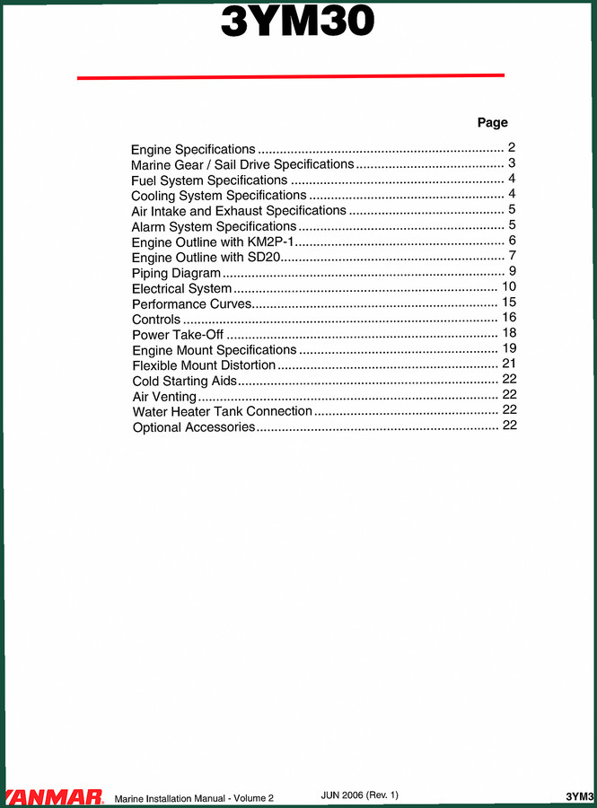 Yamaha 3YM30 2006 Installation Manual – Factory Specs for Marine Diesel