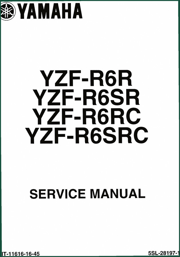 Yamaha YZF-R6R, YZF-R6SR, YZF-R6RC, YZF-R6SRC Service Manual – 434 Pages