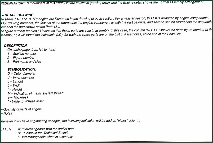 Yanmar BT, BTD 2005 Parts Catalog – OEM Parts Identification