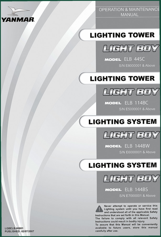 Yanmar ELB 44SC, ELB 114BC, ELB 144BW, ELB 144BS 2007 Service Manual | 178 Pages