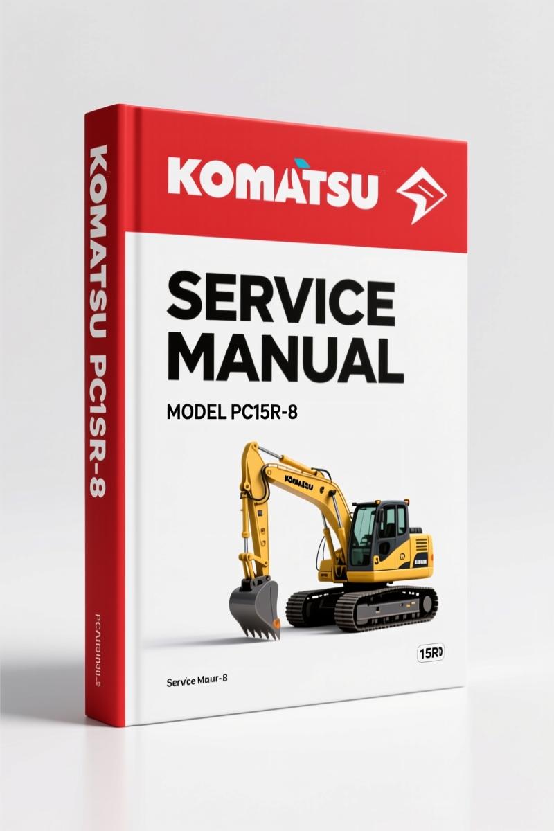 2001 Komatsu PC15R-8 Service Manual cover – OEM factory documentation for hydraulic excavator