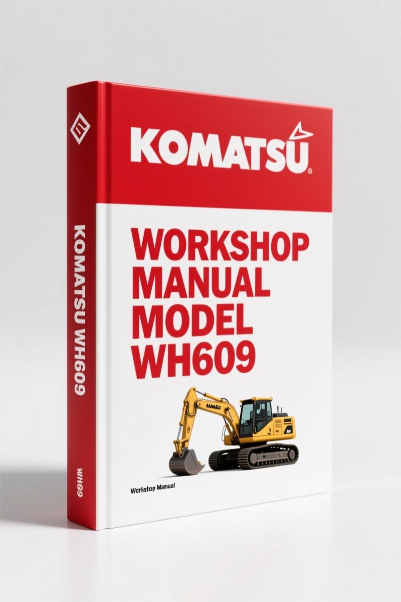 Komatsu WH609 WH613 WH713 WH714 WB91R Workshop Manual cover showing diesel engine cutaway