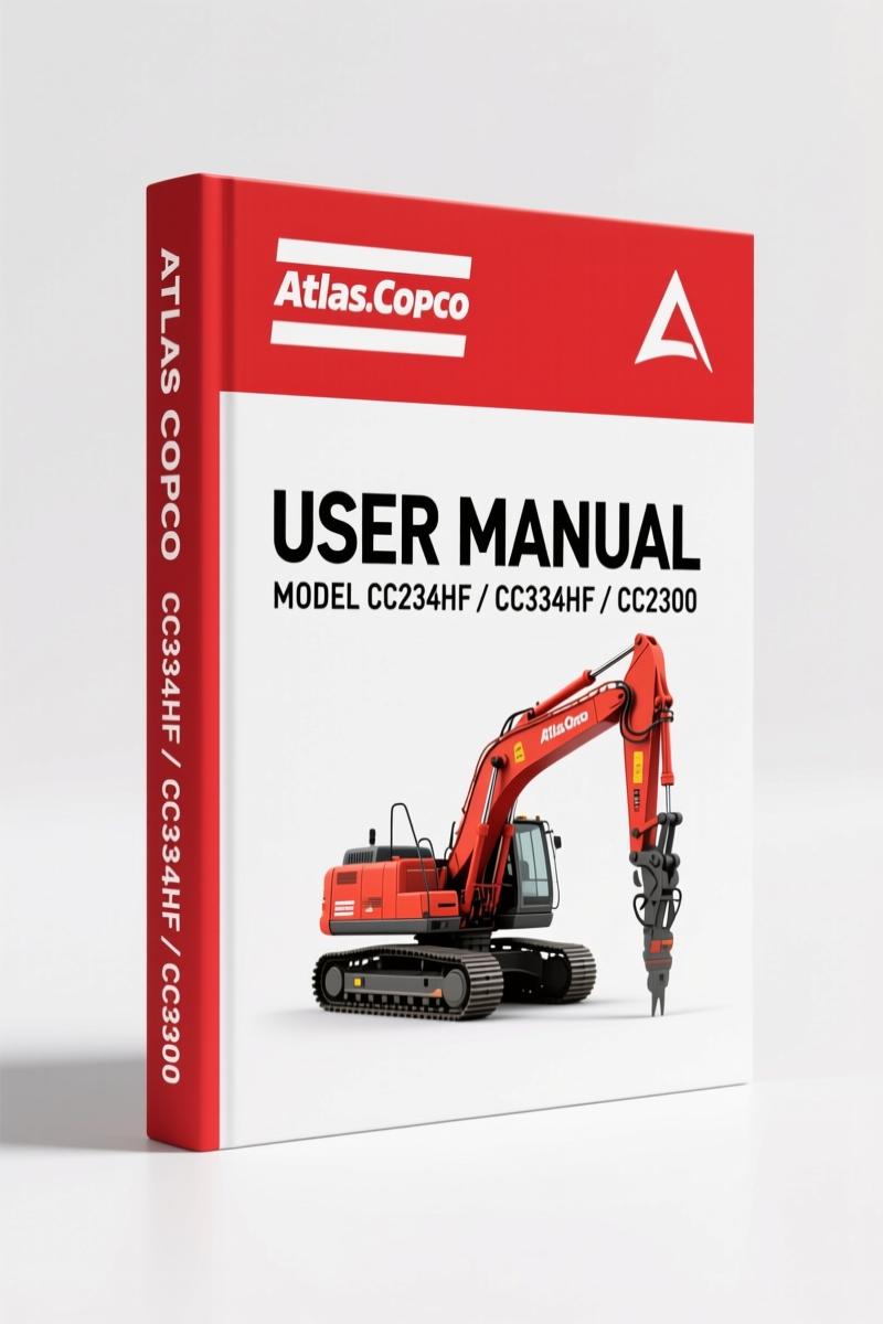 Atlas Copco CC234HF vibratory roller 2016 user manual cover showing model and safety decals