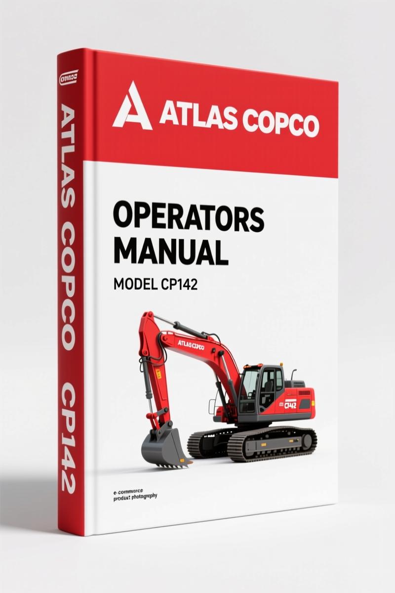 Atlas Copco CP142 Operators Manual cover showing pneumatic tire roller with Cummins QSB 3.3 engine