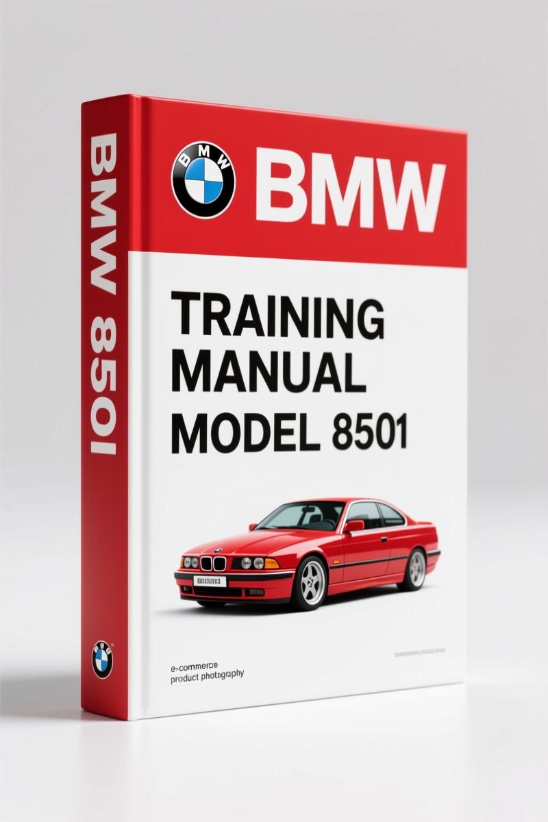 BMW 850i Training Manual cover page showing body adjustment workbook from BMW North America