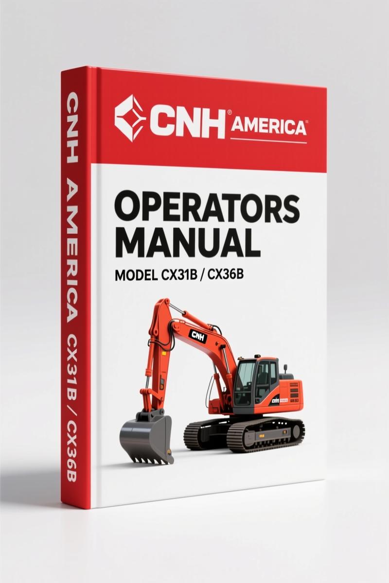 CNH America CX31B, CX36B 2004 Operators Manual – Factory Specs for Excavator Pre-Operation