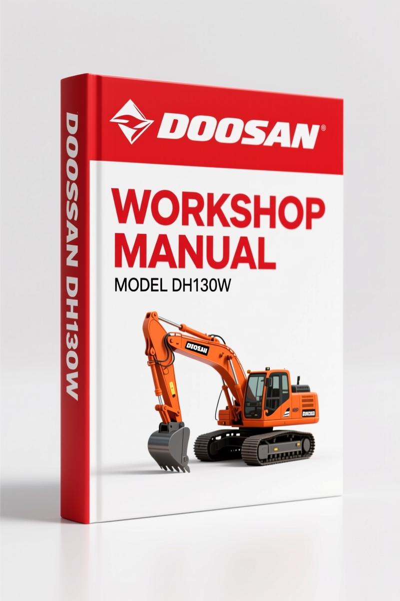 Doosan DH130W 2023 Workshop Manual cover – 470 pages OEM shop manual for DB58 engine and DH130W excavator