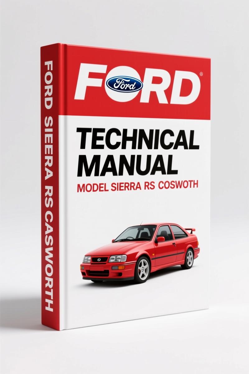 1985 Ford Sierra RS Cosworth Service Manual cover showing the Cosworth YB engine and RS body kit