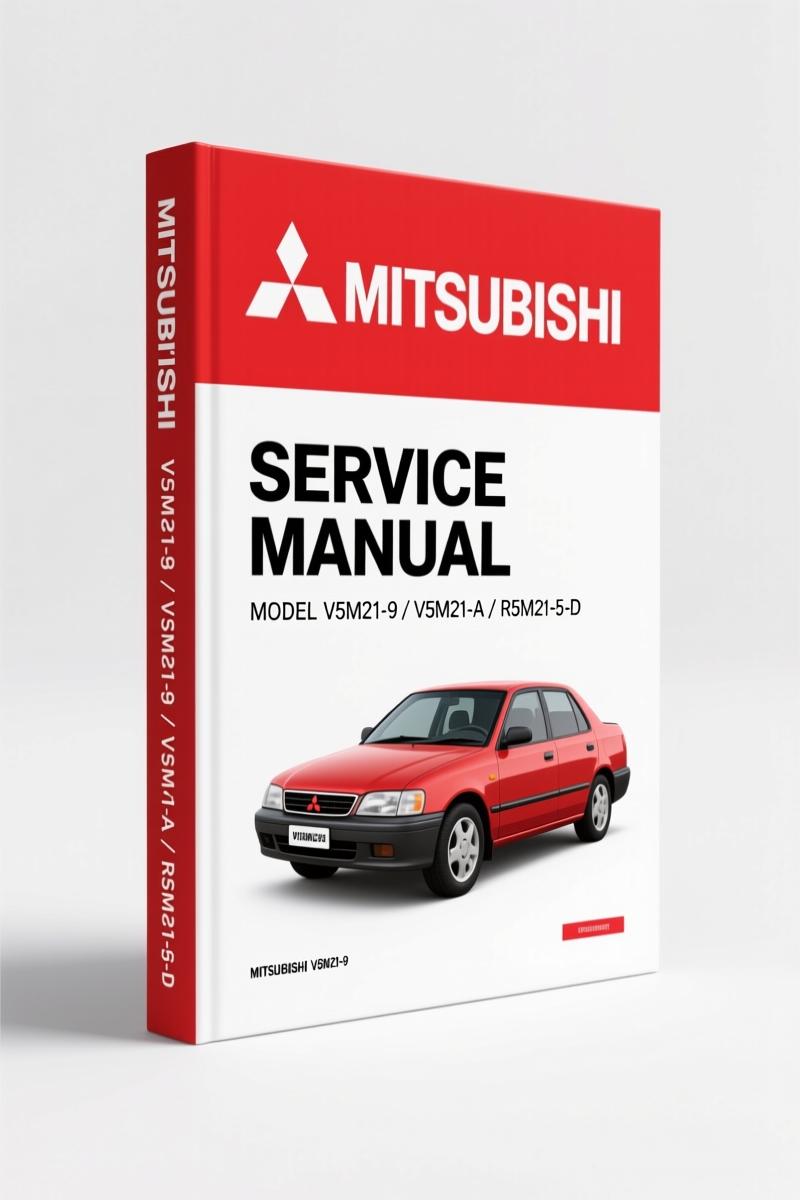 2000 Mitsubishi V5M21-9 V5M21-A R5M21-5-D service manual cover showing transmission cutaway