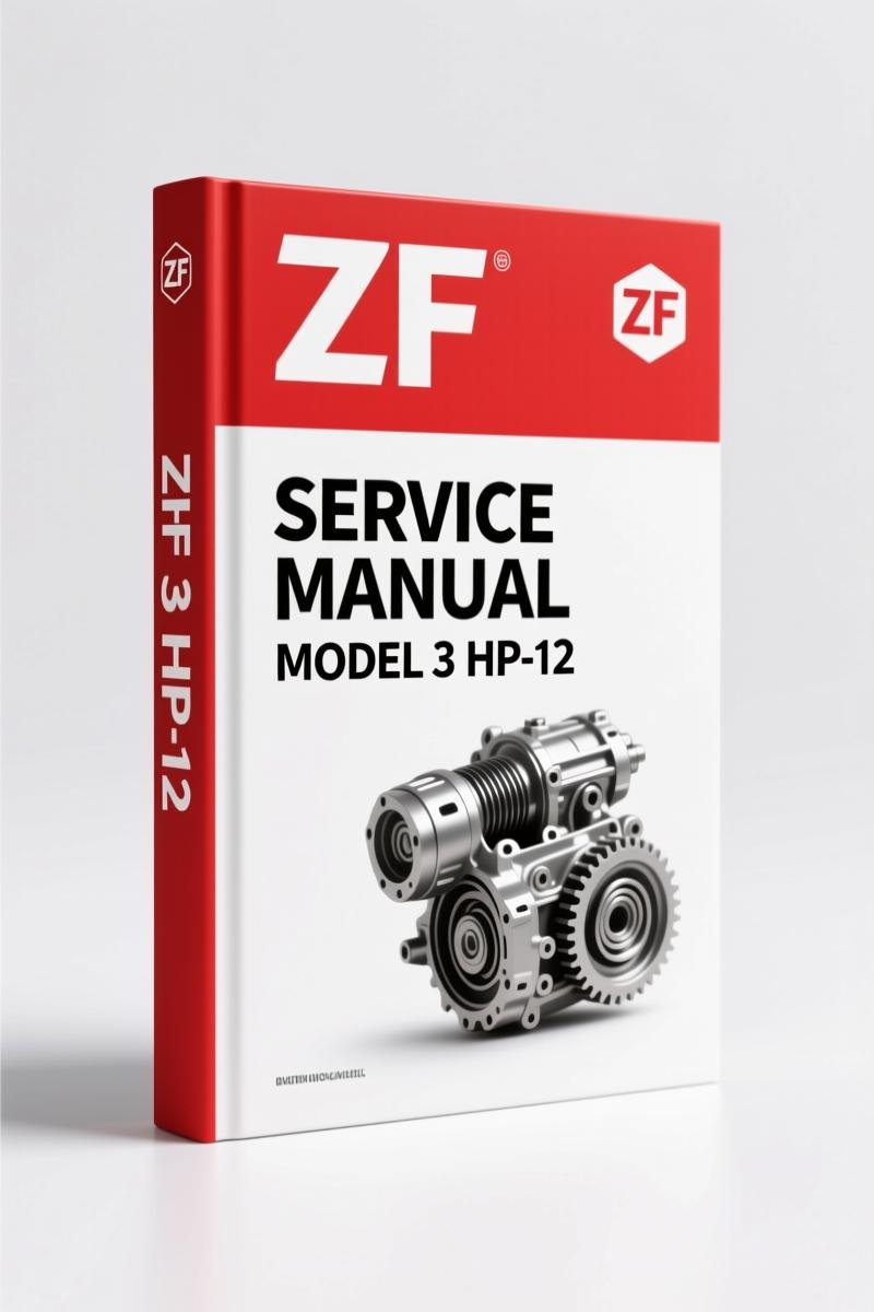 ZF 3 HP-12 Service Manual cover showing automatic gearbox cutaway and official ZF logo