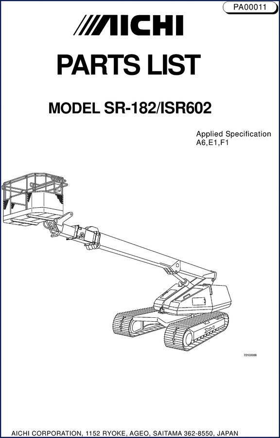 Aichi SR-182 ISR602 Parts Catalog 175 pages OEM factory parts list