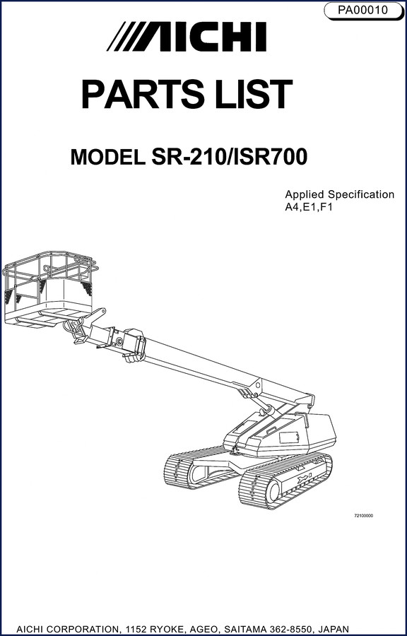 Aichi SR-210 ISR700 Parts Catalog – 177 pages OEM factory parts list