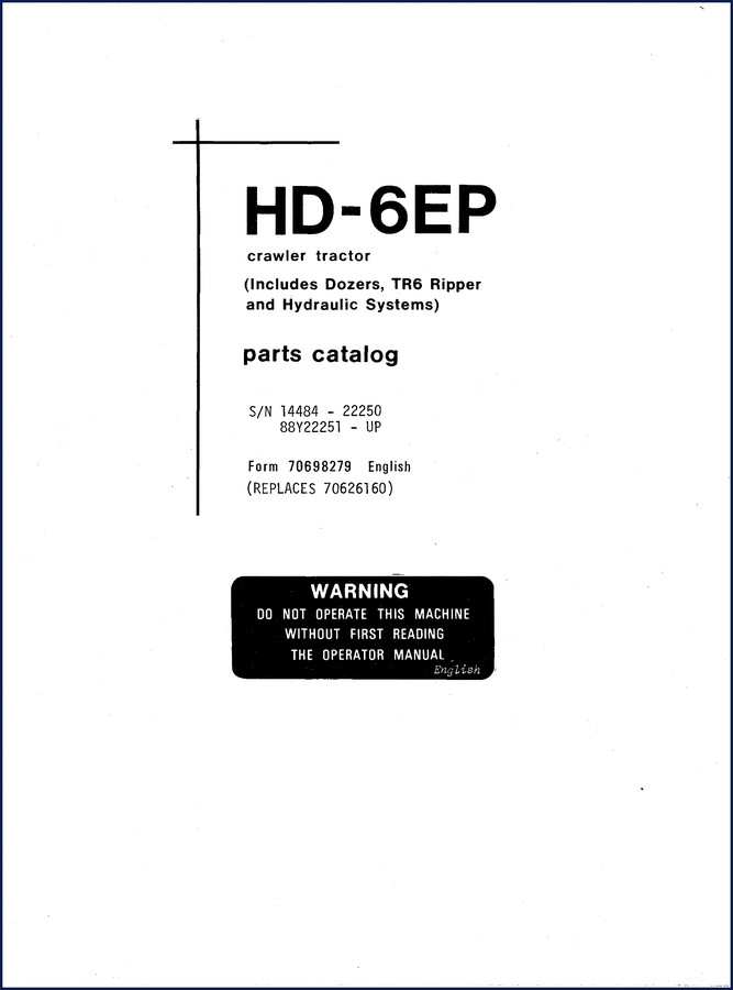 Allis-Chalmers HD-6EP Crawler Tractor Parts Catalog cover, factory OEM document