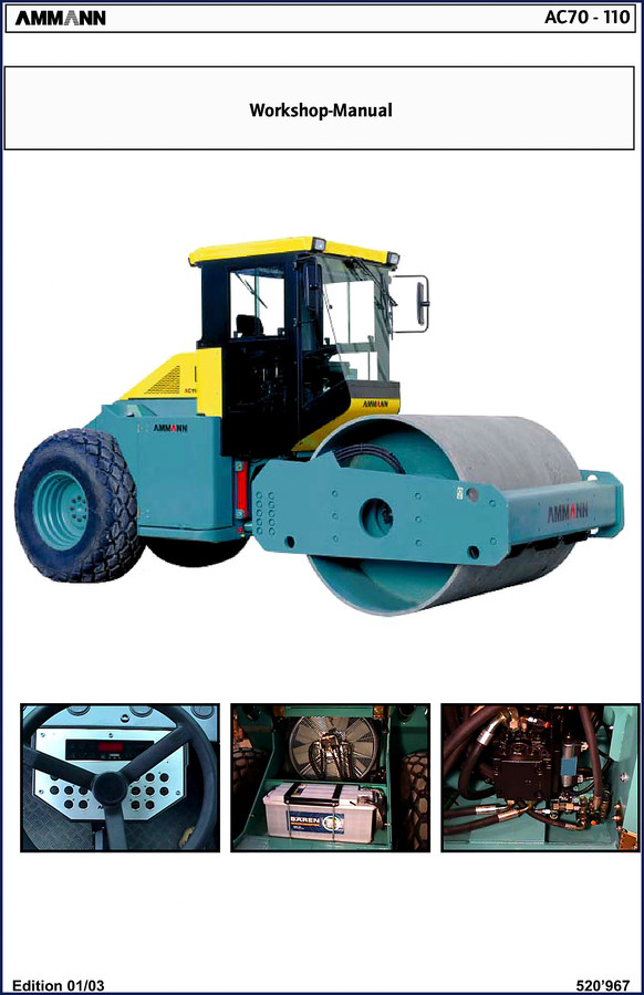 Ammann AC70 AC110 Workshop Manual cover showing factory repair documentation for compaction rollers
