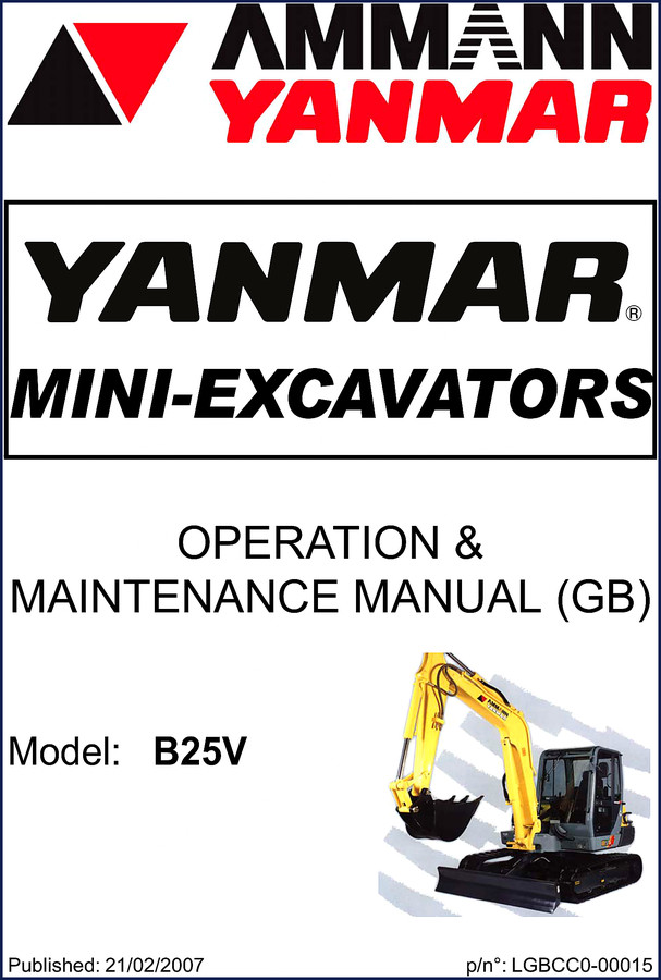 Ammann Yanmar B25V 2007 Service Manual cover page showing model and publication date