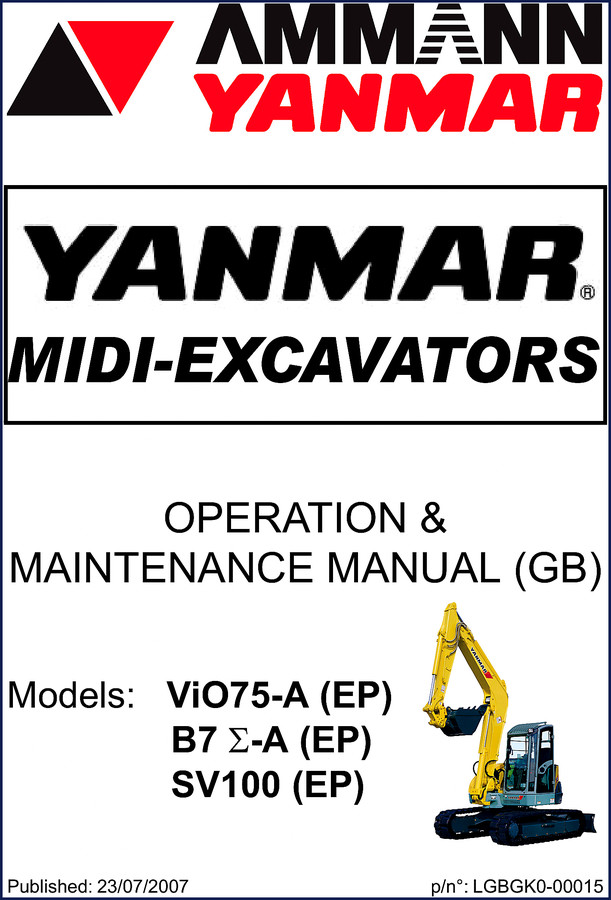 Ammann Yanmar Vi075-A, B7-Σ-A, SV100 2007 Service Manual cover thumbnail